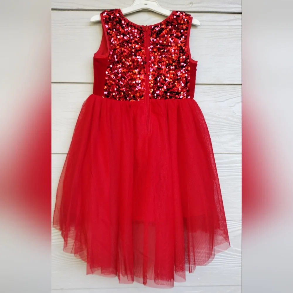 Red Sequin Tulle Party Dress for Girls